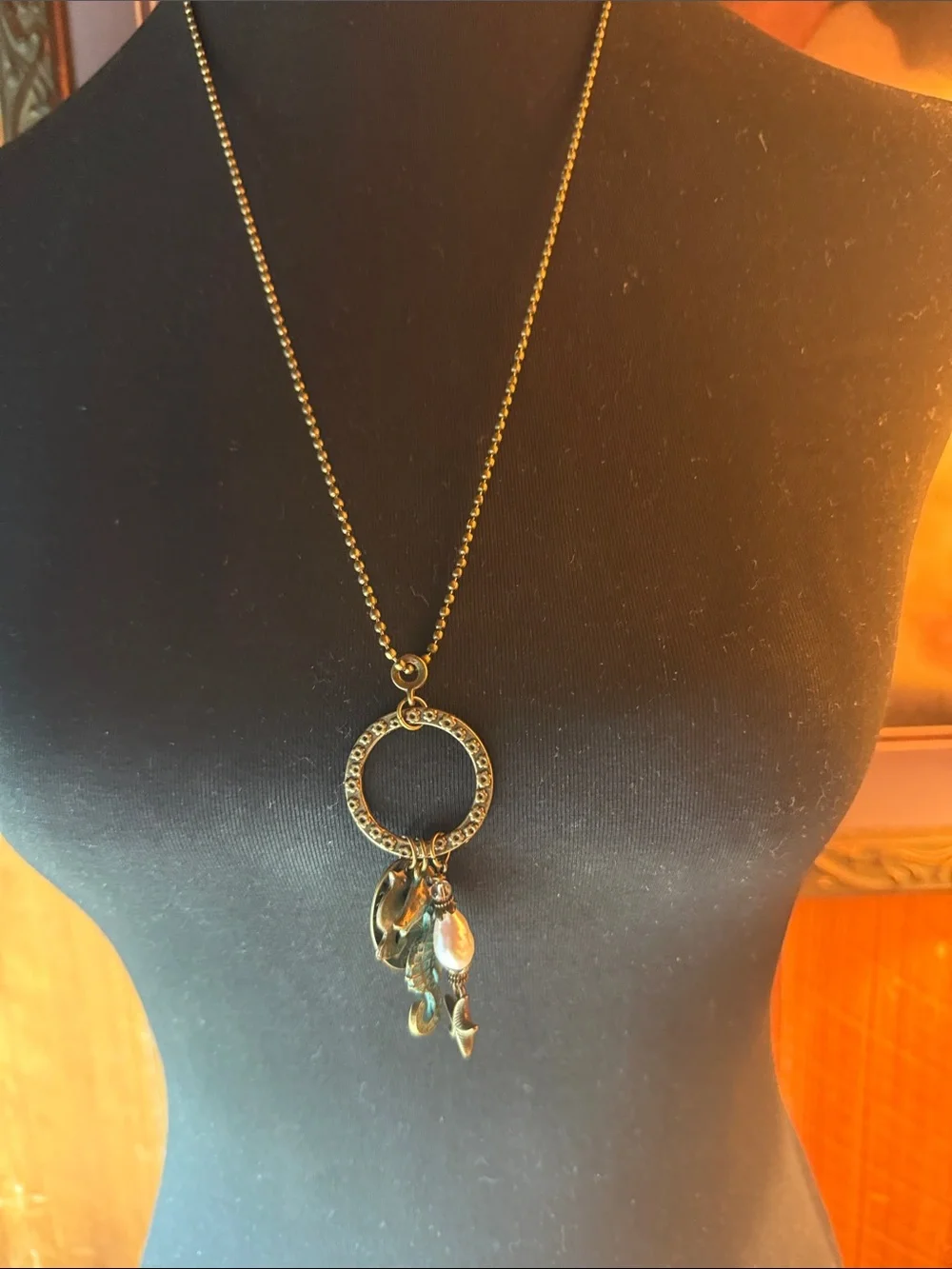 seahorse & pearl charming 26” necklace